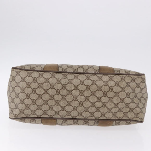 GUCCI GG Supreme Web Sherry Line Hand Bag PVC Beige Gold 39 02 041 Auth 194253