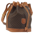 CELINE Macadam Canvas Shoulder Bag PVC Leather Brown Gold Auth 194254A-1