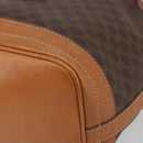 CELINE Macadam Canvas Shoulder Bag PVC Leather Brown Gold Auth 194254A-14