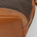CELINE Macadam Canvas Shoulder Bag PVC Leather Brown Gold Auth 194254A-16