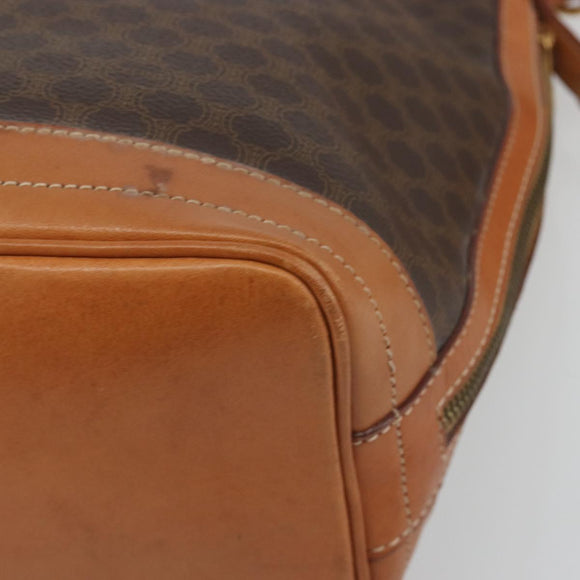 CELINE Macadam Canvas Shoulder Bag PVC Leather Brown Gold Auth 194254A