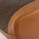 CELINE Macadam Canvas Shoulder Bag PVC Leather Brown Gold Auth 194254A-17