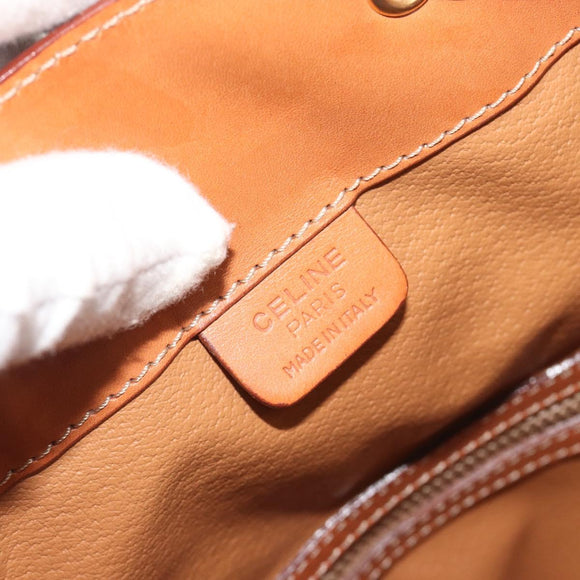 CELINE Macadam Canvas Shoulder Bag PVC Leather Brown Gold Auth 194254A