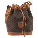 CELINE Macadam Canvas Shoulder Bag PVC Leather Brown Gold Auth 194254A-13