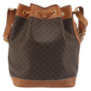 CELINE Macadam Canvas Shoulder Bag PVC Leather Brown Gold Auth 194254A-2