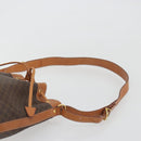 CELINE Macadam Canvas Shoulder Bag PVC Leather Brown Gold Auth 194254A-8