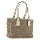 GUCCI GG Canvas Hand Bag Beige Silver 113019 Auth 194256-1