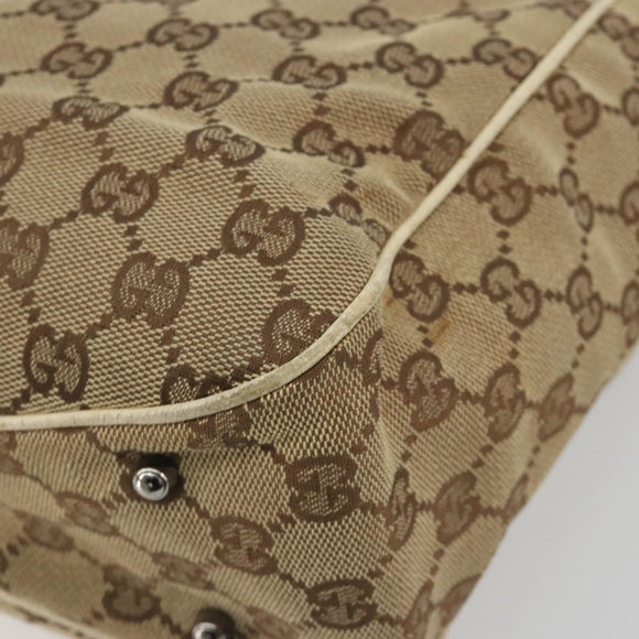 GUCCI GG Canvas Hand Bag Beige Silver 113019 Auth 194256