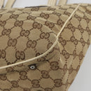 GUCCI GG Canvas Hand Bag Beige Silver 113019 Auth 194256-12