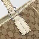 GUCCI GG Canvas Hand Bag Beige Silver 113019 Auth 194256-14