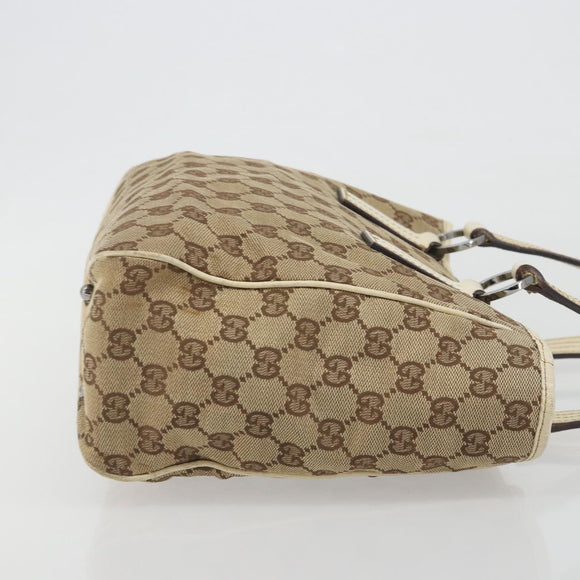 GUCCI GG Canvas Hand Bag Beige Silver 113019 Auth 194256