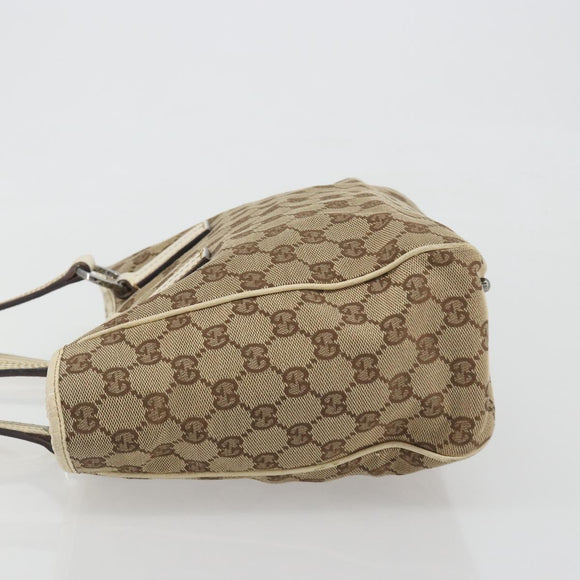 GUCCI GG Canvas Hand Bag Beige Silver 113019 Auth 194256