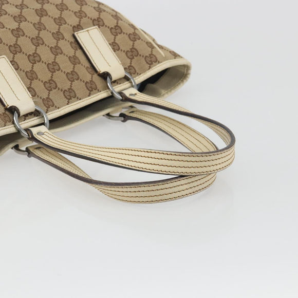 GUCCI GG Canvas Hand Bag Beige Silver 113019 Auth 194256