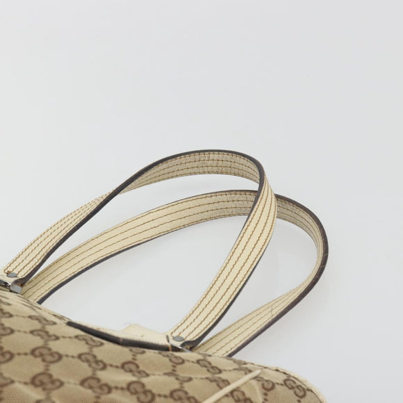 GUCCI GG Canvas Hand Bag Beige Silver 113019 Auth 194256