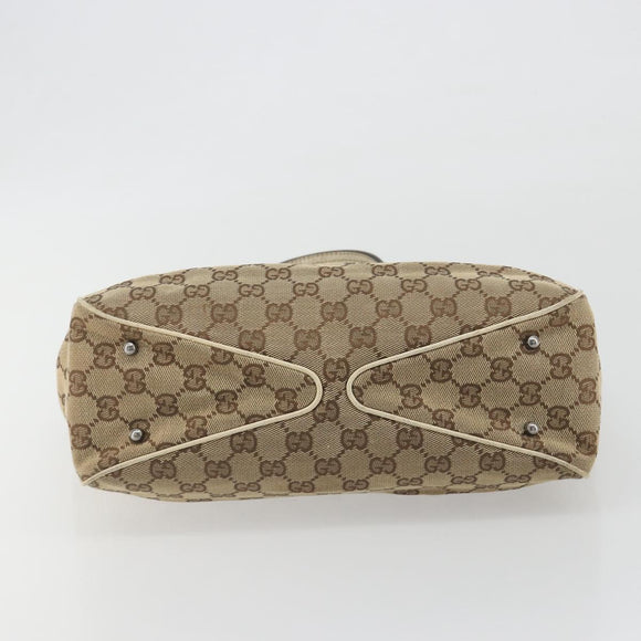 GUCCI GG Canvas Hand Bag Beige Silver 113019 Auth 194256
