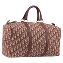 Christian Dior Trotter Canvas Boston Bag Red Gold Auth 194262-1