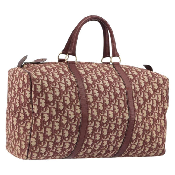 Christian Dior Trotter Canvas Boston Bag Red Gold Auth 194262