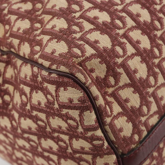 Christian Dior Trotter Canvas Boston Bag Red Gold Auth 194262