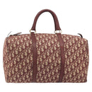 Christian Dior Trotter Canvas Boston Bag Red Gold Auth 194262-2