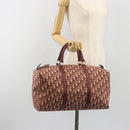 Christian Dior Trotter Canvas Boston Bag Red Gold Auth 194262-22