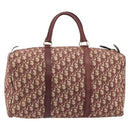 Christian Dior Trotter Canvas Boston Bag Red Gold Auth 194262-3