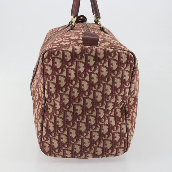 Christian Dior Trotter Canvas Boston Bag Red Gold Auth 194262