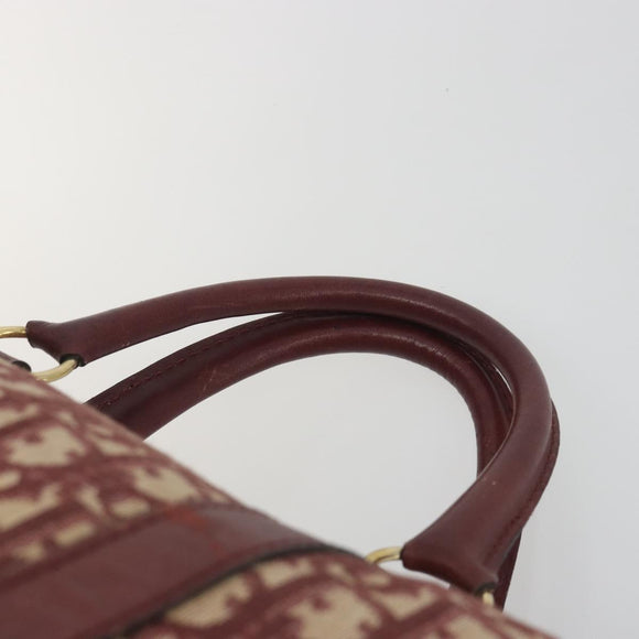 Christian Dior Trotter Canvas Boston Bag Red Gold Auth 194262
