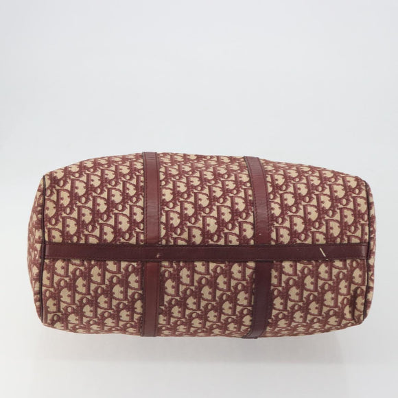 Christian Dior Trotter Canvas Boston Bag Red Gold Auth 194262