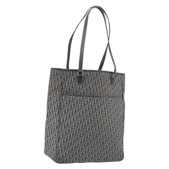 Christian Dior Trotter Canvas Tote Bag Navy Silver Auth 194263