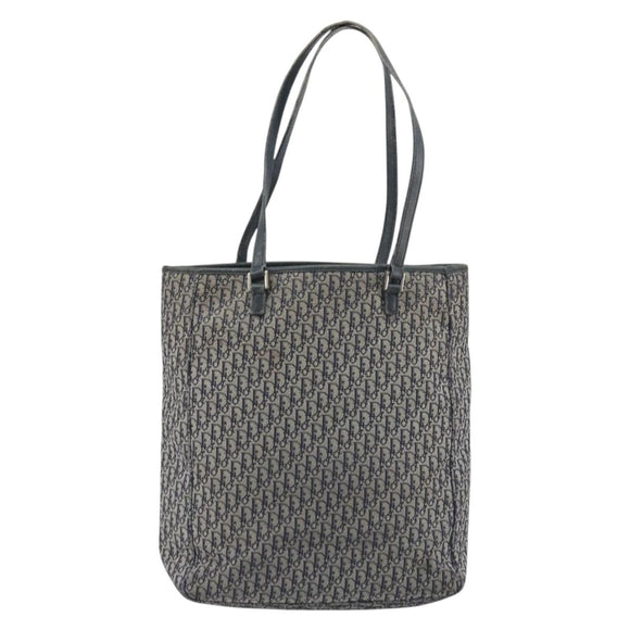 Christian Dior Trotter Canvas Tote Bag Navy Silver Auth 194263