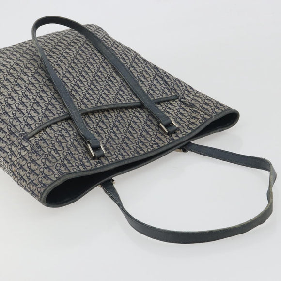 Christian Dior Trotter Canvas Tote Bag Navy Silver Auth 194263