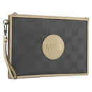 GUCCI GG Emboss Clutch Bag Canvas Gray Silver 625598 525040 Auth 194270A-1