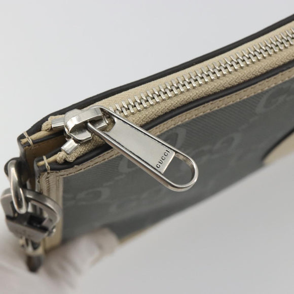 GUCCI GG Emboss Clutch Bag Canvas Gray Silver 625598 525040 Auth 194270A