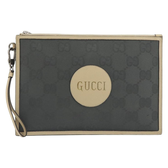 GUCCI GG Emboss Clutch Bag Canvas Gray Silver 625598 525040 Auth 194270A