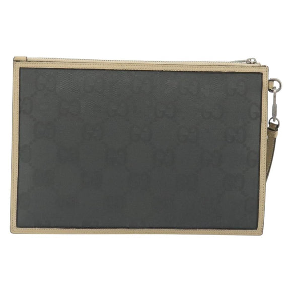 GUCCI GG Emboss Clutch Bag Canvas Gray Silver 625598 525040 Auth 194270A