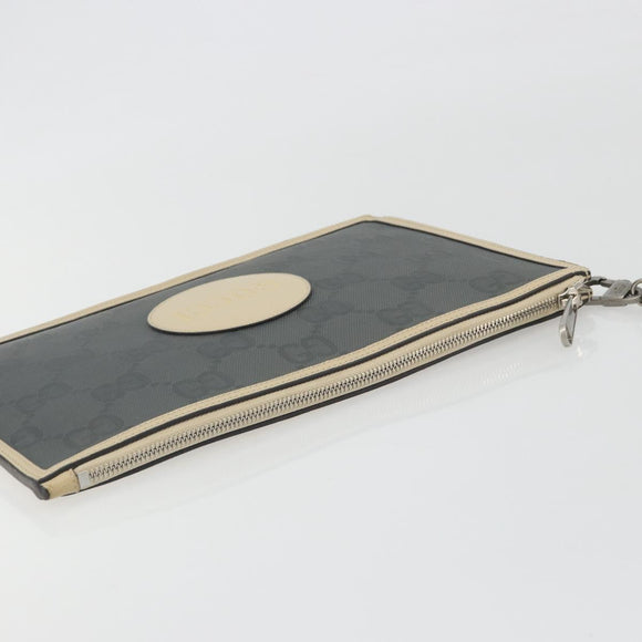 GUCCI GG Emboss Clutch Bag Canvas Gray Silver 625598 525040 Auth 194270A