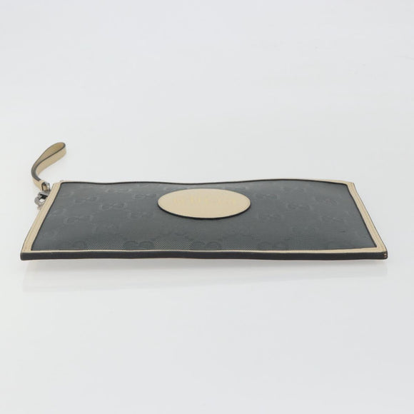 GUCCI GG Emboss Clutch Bag Canvas Gray Silver 625598 525040 Auth 194270A