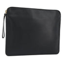 Valextra Clutch Bag Leather Black Gold Auth 194271A-1