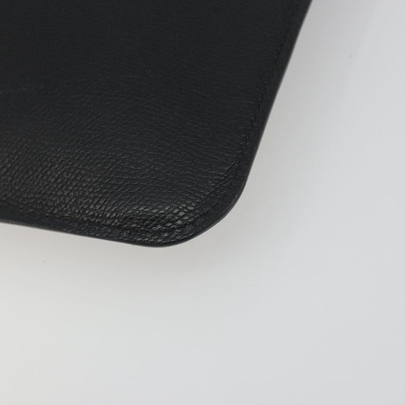 Valextra Clutch Bag Leather Black Gold Auth 194271A