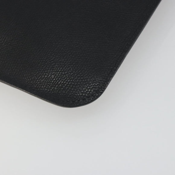 Valextra Clutch Bag Leather Black Gold Auth 194271A
