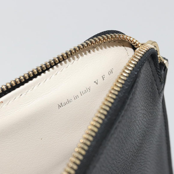 Valextra Clutch Bag Leather Black Gold Auth 194271A