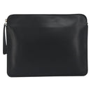 Valextra Clutch Bag Leather Black Gold Auth 194271A-13