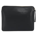 Valextra Clutch Bag Leather Black Gold Auth 194271A-2