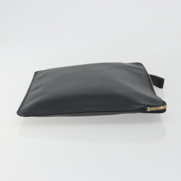 Valextra Clutch Bag Leather Black Gold Auth 194271A