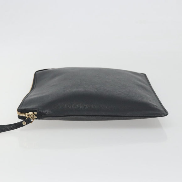 Valextra Clutch Bag Leather Black Gold Auth 194271A