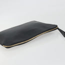 Valextra Clutch Bag Leather Black Gold Auth 194271A-5