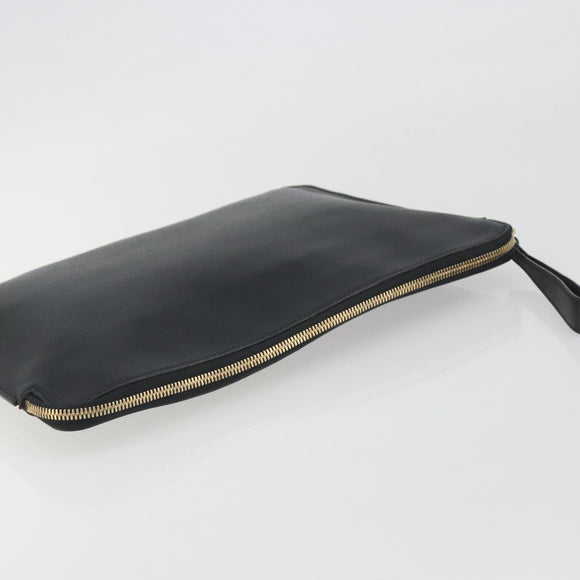 Valextra Clutch Bag Leather Black Gold Auth 194271A