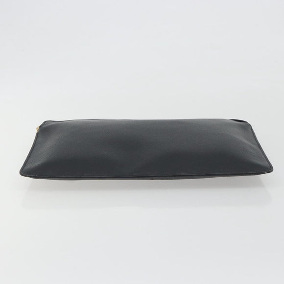 Valextra Clutch Bag Leather Black Gold Auth 194271A