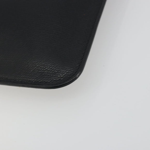 Valextra Clutch Bag Leather Black Gold Auth 194271A