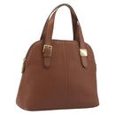 Burberrys Hand Bag Leather Brown Gold Auth 194278-1